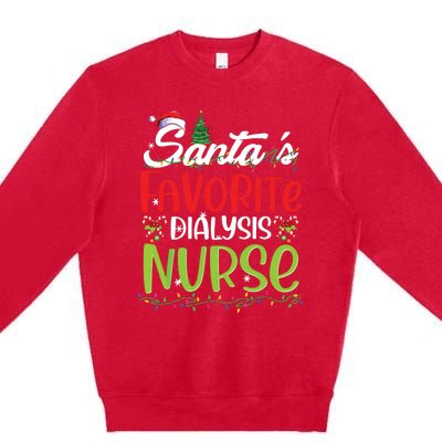 SantaS Favorite Dialysis Nurse Christmas Santa Hat Holiday Premium Crewneck Sweatshirt