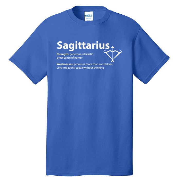 Sagittarius Facts Definition Birthday Horoscope Zodiac Sign Gift Tall T-Shirt