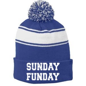 Sunday Funday Design Sunday Funday Football Game Day Cute Gift Stripe Pom Pom Beanie