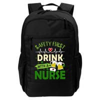 Safety First Drink With A Nurse Beer Drinking Team Saint Patrick's Day Backpack