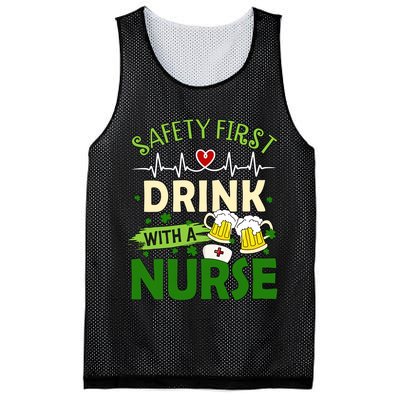Safety First Drink With A Nurse Beer Drinking Team Saint Patrick's Day Mesh Reversible Basketball Jersey Tank