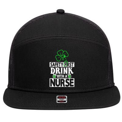 Safety First Drink With A Nurse Shenanigan Clover Irishman 7 Panel Mesh Trucker Snapback Hat