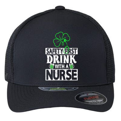 Safety First Drink With A Nurse Shenanigan Clover Irishman Flexfit Unipanel Trucker Cap