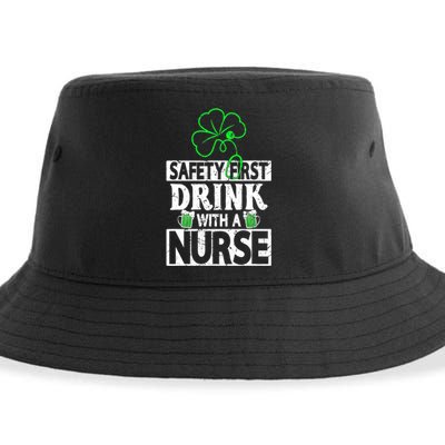 Safety First Drink With A Nurse Shenanigan Clover Irishman Sustainable Bucket Hat