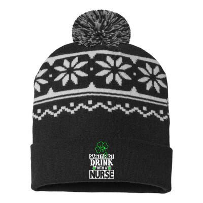 Safety First Drink With A Nurse Shenanigan Clover Irishman USA-Made Snowflake Beanie