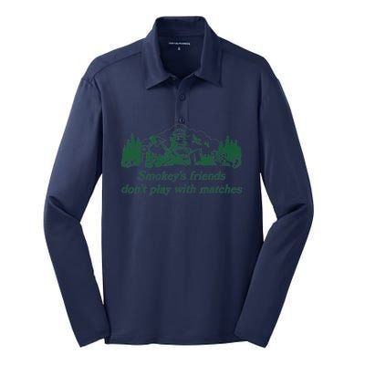 Smokey's Friends Don't Play with Matches Funny Saying Silk Touch Performance Long Sleeve Polo