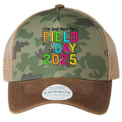 School Field Day Teacher Im Just Here For Field Day 2025 Legacy Tie Dye Trucker Hat