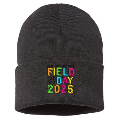 School Field Day Teacher Im Just Here For Field Day 2025 Sustainable Knit Beanie