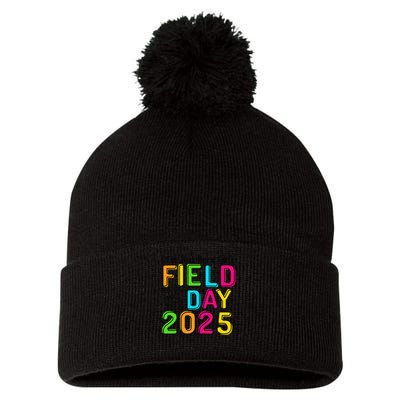 School Field Day Teacher Im Just Here For Field Day 2025 Pom Pom 12in Knit Beanie