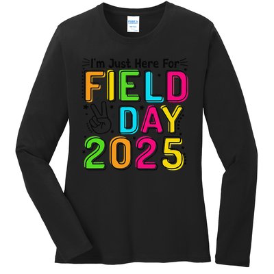 School Field Day Teacher Im Just Here For Field Day 2025 Ladies Long Sleeve Shirt