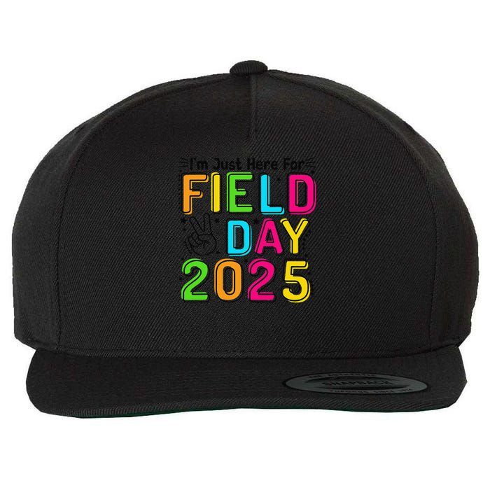 School Field Day Teacher Im Just Here For Field Day 2025 Wool Snapback Cap