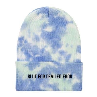 Slut For Deviled Eggs Funny Gag Gift Tie Dye 12in Knit Beanie