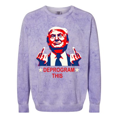 Satirical Finger Deprogramming Design Colorblast Crewneck Sweatshirt