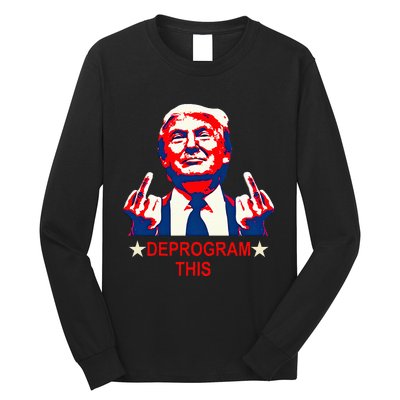 Satirical Finger Deprogramming Design Long Sleeve Shirt