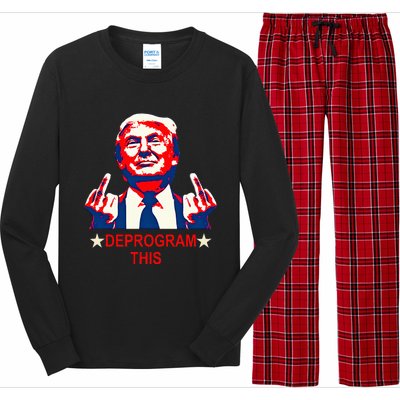 Satirical Finger Deprogramming Design Long Sleeve Pajama Set