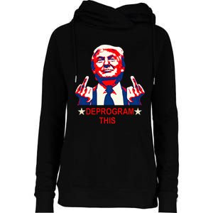 Satirical Finger Deprogramming Design Womens Funnel Neck Pullover Hood