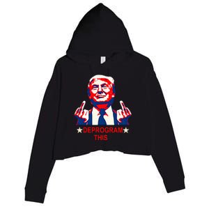 Satirical Finger Deprogramming Design Crop Fleece Hoodie