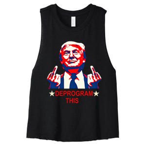 Satirical Finger Deprogramming Design Women's Racerback Cropped Tank