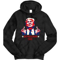 Satirical Finger Deprogramming Design Tie Dye Hoodie