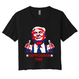 Satirical Finger Deprogramming Design Women's Crop Top Tee