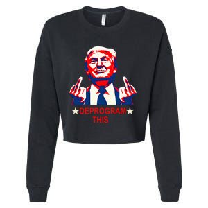 Satirical Finger Deprogramming Design Cropped Pullover Crew