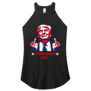 Satirical Finger Deprogramming Design Women's Perfect Tri Rocker Tank