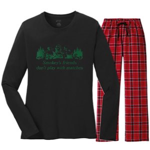 Smokey's Friends Don't Play with Matches Funny Saying Women's Long Sleeve Flannel Pajama Set 