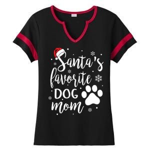 SantaS Favorite Dog Mom Christmas Birthday Dog Lovers Gift Ladies Halftime Notch Neck Tee