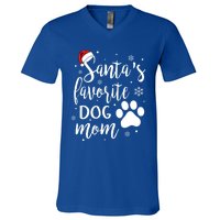 SantaS Favorite Dog Mom Christmas Birthday Dog Lovers Gift V-Neck T-Shirt