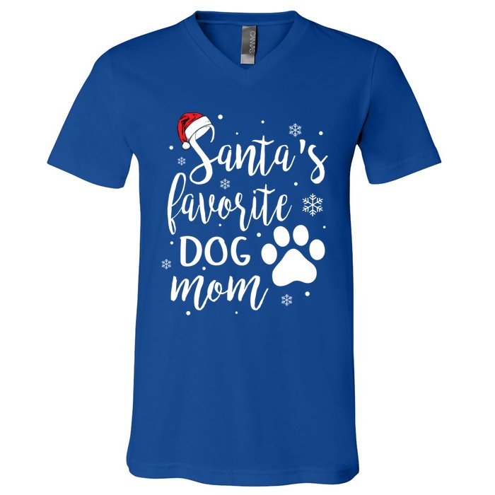 SantaS Favorite Dog Mom Christmas Birthday Dog Lovers Gift V-Neck T-Shirt