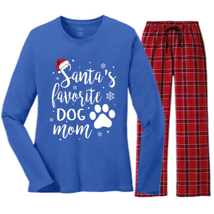 SantaS Favorite Dog Mom Christmas Birthday Dog Lovers Gift Women's Long Sleeve Flannel Pajama Set 