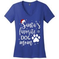 SantaS Favorite Dog Mom Christmas Birthday Dog Lovers Gift Women's V-Neck T-Shirt