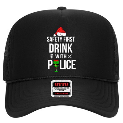 Safety First Drink With Police Christmas Trucker Hat
