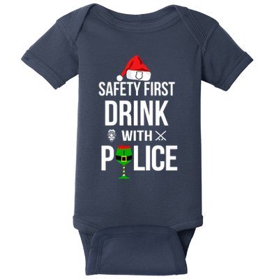 Safety First Drink With Police Christmas Baby Bodysuit