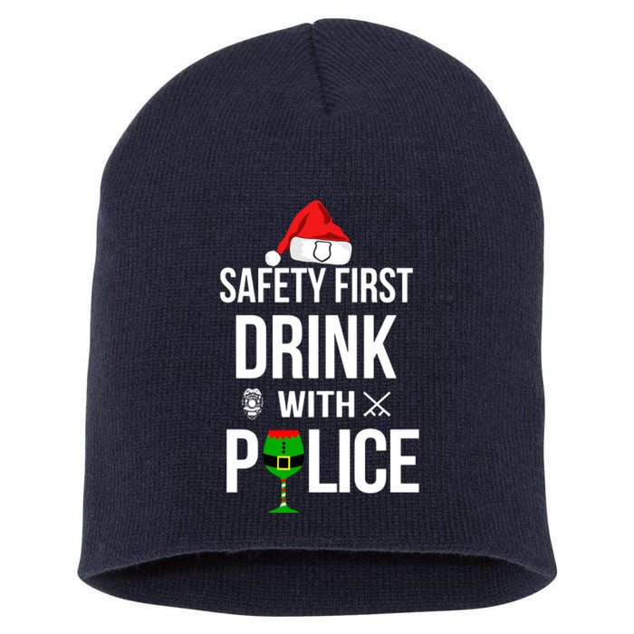 Safety First Drink With Police Christmas Short Acrylic Beanie