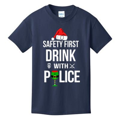 Safety First Drink With Police Christmas Kids T-Shirt