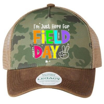 School Field Day Teacher I'm Just Here For Field Day Legacy Tie Dye Trucker Hat