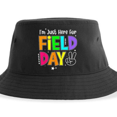 School Field Day Teacher I'm Just Here For Field Day Sustainable Bucket Hat