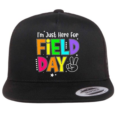 School Field Day Teacher I'm Just Here For Field Day Flatbill Hat