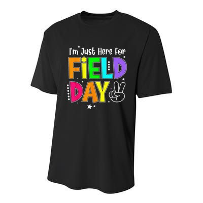 School Field Day Teacher I'm Just Here For Field Day Youth Performance Sprint T-Shirt