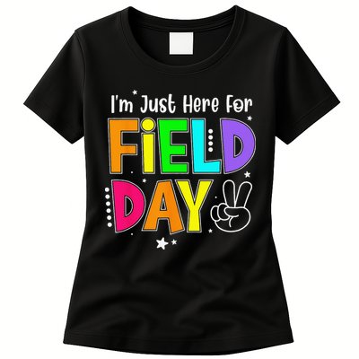 School Field Day Teacher I'm Just Here For Field Day Womens T-Shirt