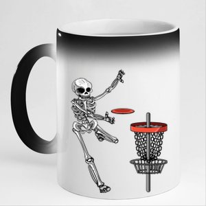 Skeleton Flying Disc Golf Halloween Frisbee Easy DIY Costume 11oz Black Color Changing Mug