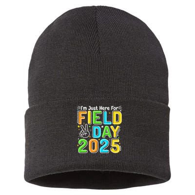 School Field Day Teacher Im Just Here For Field Day 2025 Sustainable Knit Beanie