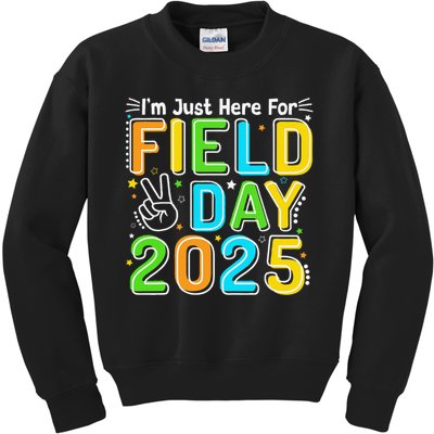 School Field Day Teacher Im Just Here For Field Day 2025 Kids Sweatshirt
