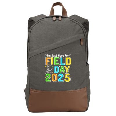 School Field Day Teacher Im Just Here For Field Day 2025 Cotton Canvas Backpack