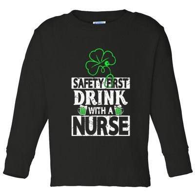 Safety first drink with a Nurse Shenanigan Clover Irishman Toddler Long Sleeve Shirt