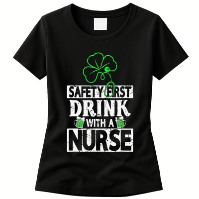 Safety first drink with a Nurse Shenanigan Clover Irishman Womens T-Shirt