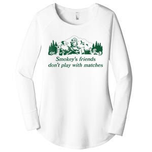 Smokey's Friends Don't Play With Matches Funny Saying Women's Perfect Tri Tunic Long Sleeve Shirt