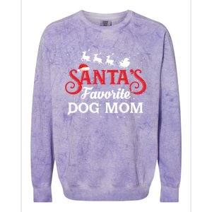 SantaS Favorite Dog Mom Christmas Party Gift Colorblast Crewneck Sweatshirt