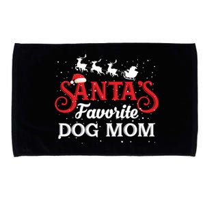 SantaS Favorite Dog Mom Christmas Party Gift Microfiber Hand Towel